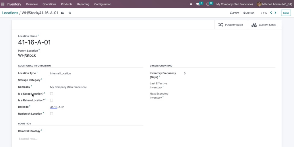 Upload the warehouse map in Odoo