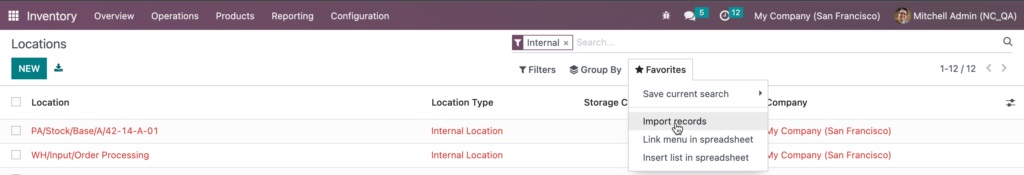 Upload the warehouse map in Odoo